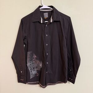 Drill clothing company youth large Black Casual Button Down Shirt